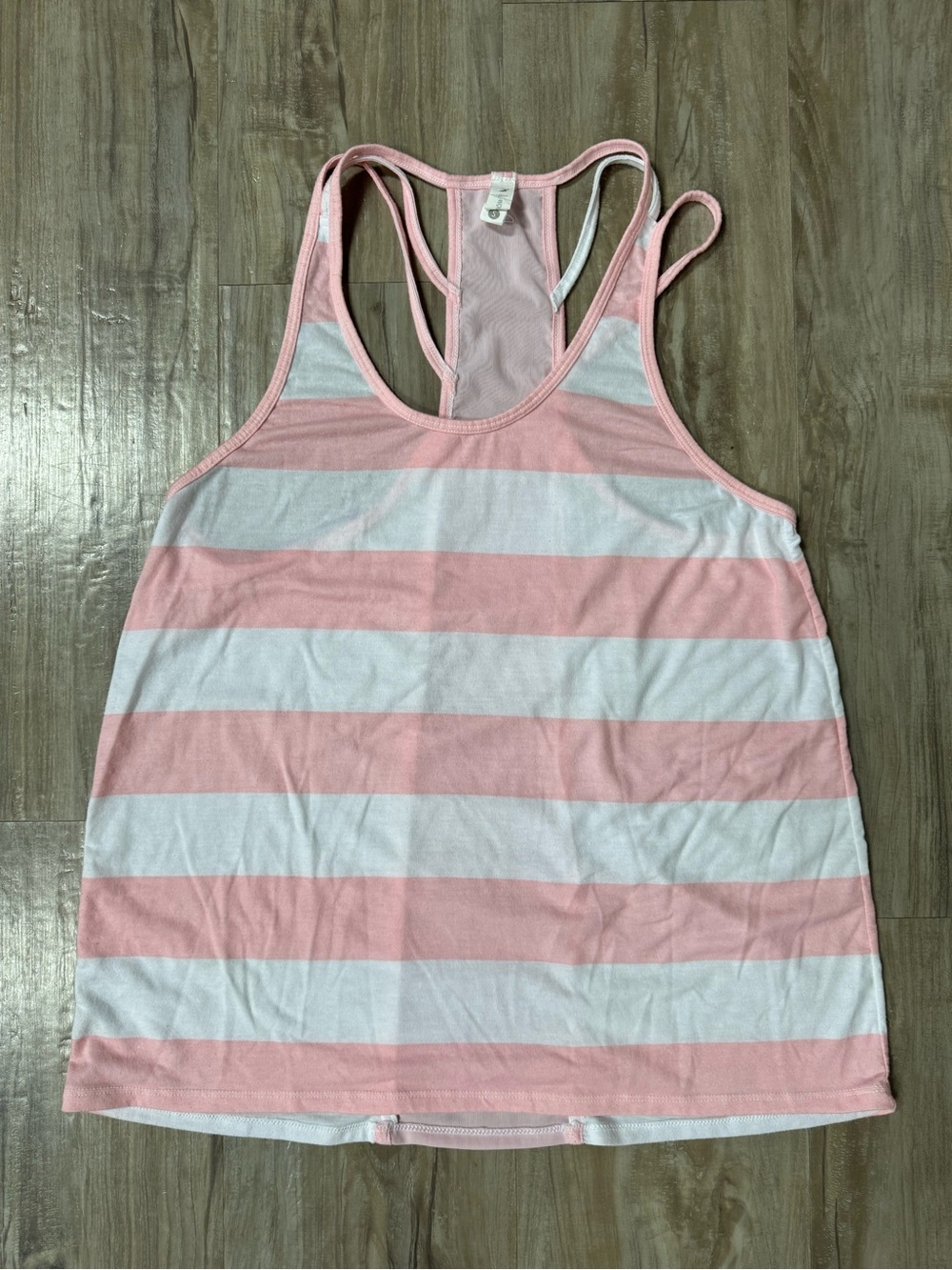 Striped Pink & White Racerback Tank Top - Women's